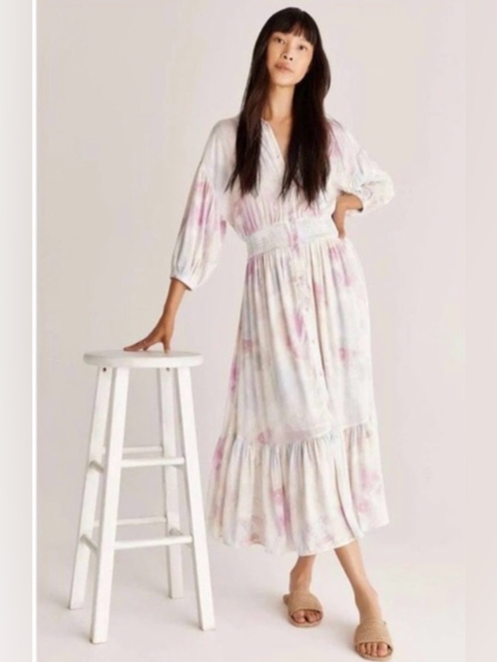 Z Supply Tanya Blurred Watercolor Maxi Dress | Size Medium |